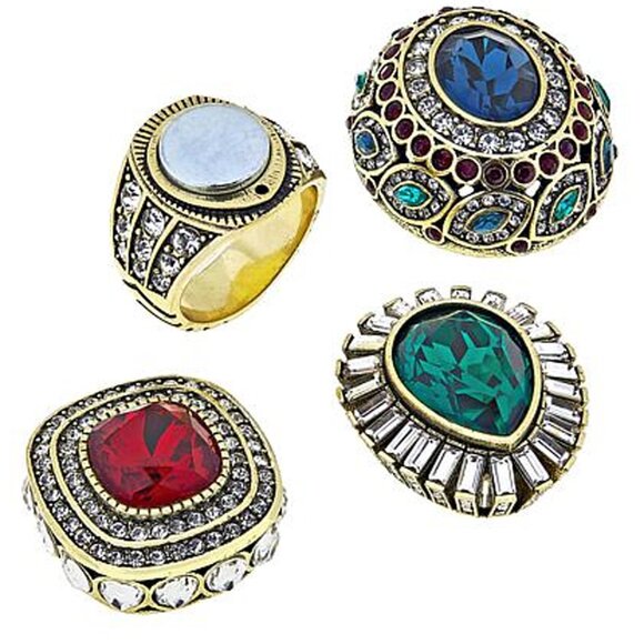 Heidi Daus ENCHANTE  Interchangeable 4-Pc RING Set Red/Blue/Green Colors 7 - Picture 2 of 10